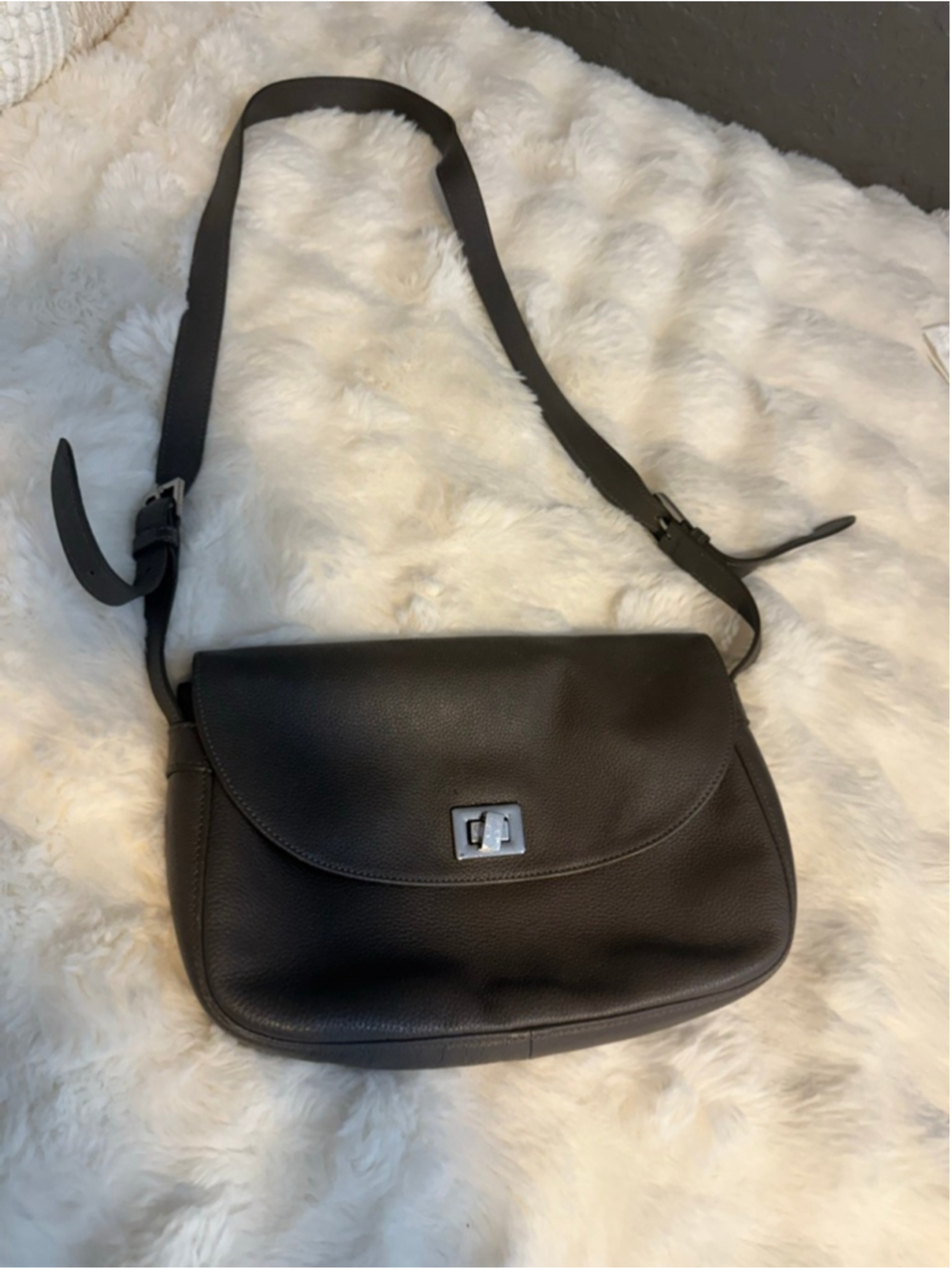 Women's vintage Longchamp Longchamp Le Foulonné saddle bag, grey